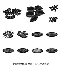 Vector design of pasta and carbohydrate sign. Set of pasta and macaroni vector icon for stock.