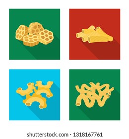 Vector design of pasta and carbohydrate sign. Collection of pasta and macaroni vector icon for stock.