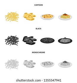 Vector design of pasta and carbohydrate sign. Collection of pasta and macaroni stock symbol for web.