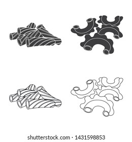 Vector design of pasta and carbohydrate sign. Collection of pasta and macaroni stock vector illustration.
