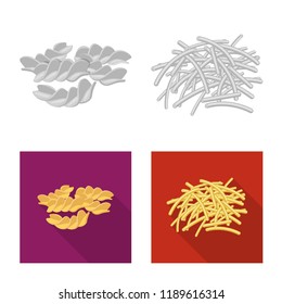 Vector design of pasta and carbohydrate symbol. Collection of pasta and macaroni stock symbol for web.
