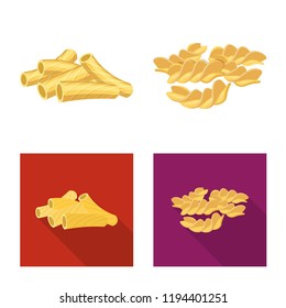 Vector design of pasta and carbohydrate symbol. Set of pasta and macaroni vector icon for stock.