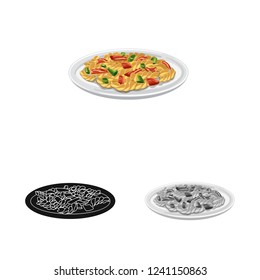Vector design of pasta and carbohydrate symbol. Set of pasta and macaroni vector icon for stock.