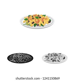 Vector design of pasta and carbohydrate symbol. Collection of pasta and macaroni vector icon for stock.