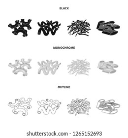 Vector design of pasta and carbohydrate symbol. Set of pasta and macaroni stock vector illustration.