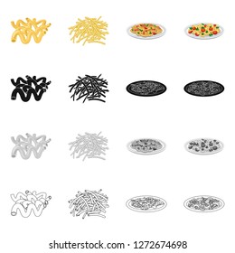 Vector design of pasta and carbohydrate symbol. Set of pasta and macaroni stock symbol for web.