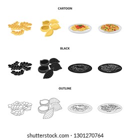 Vector design of pasta and carbohydrate symbol. Collection of pasta and macaroni vector icon for stock.