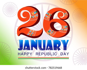 Vector design of patriotic backgrounf for Happy Republic Day of India, 26th January
