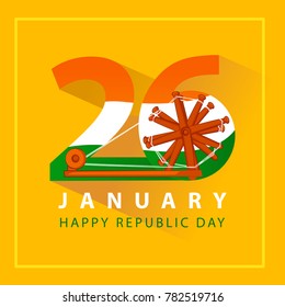 Vector design of patriotic backgrounf for Happy Republic Day of India, 26th January