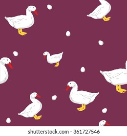 Vector design pattern background with farm animal duck