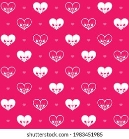 Vector design of pattern with heart shaped skulls, valentine's day decoration