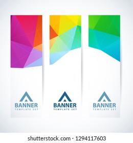 vector design pattern set of banner header for site with polygon geometrical background union spectrum texture colourful conceptual background scene technique heap multicolored numeric performance fas