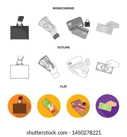 Vector design of payment and loan sign. Collection of payment and financial stock symbol for web.