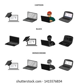 Vector design of pc and screen symbol. Collection of pc and monitor vector icon for stock.