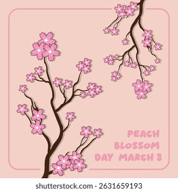 Vector Design Peach Blossom Day – March 3.
