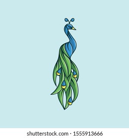 Vector design of a Peacock logo with a full and beautiful color display