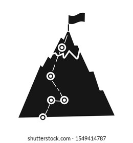 Vector design of peak and mountain icon. Web element of peak and flag stock vector illustration.