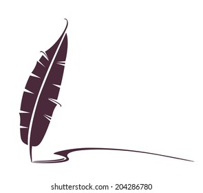 Vector design of a pen feather for ink and writing