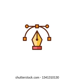 Vector design, pen tool icon, outline style, editable stroke