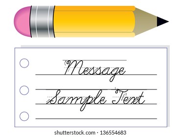 vector design with pencil icon and sheet of linen paper with place for your text