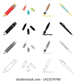 Vector design of pencil and sharpen icon. Set of pencil and color stock vector illustration.