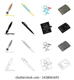 Vector design of pencil and sharpen icon. Set of pencil and color stock symbol for web.