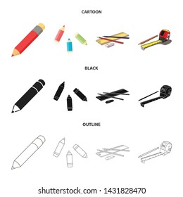 Vector design of pencil and sharpen icon. Set of pencil and color stock vector illustration.