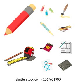 Vector design of pencil and sharpen sign. Collection of pencil and color stock vector illustration.
