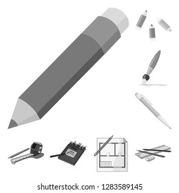 Vector design of pencil and sharpen sign. Collection of pencil and color vector icon for stock.