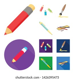 Vector design of pencil and sharpen symbol. Collection of pencil and color stock symbol for web.