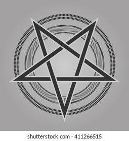 vector design pentagram signs five-pointed star in shades of gray vintage