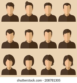 Vector Design Of People Avatars, Flat User Face Icon