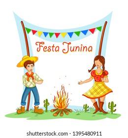 Vector design of people of Brazil celebrating Festa Junina annual Brazilian festival