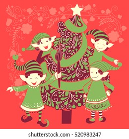 Vector design of people celebrating festival Merry Christmas holiday background