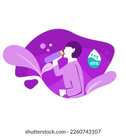 vector design of people drinking. illustration of the need for drinking water on a white background.