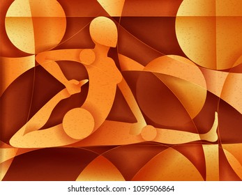 Vector design of people practicing Yoga on abstract cubism backhround