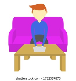 vector design of people who do their work through laptops from home