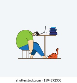 vector design of people who work until they fall asleep