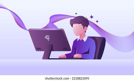 vector design of people working in front of the computer