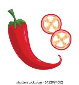 Vector design of pepper and chili sign. Collection of pepper and red stock symbol for web.