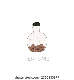 diseño vectorial de la botella de perfume con flores dentro