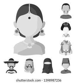 Vector design of person and culture icon. Collection of person and race  vector icon for stock.