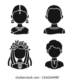 Vector design of person and culture icon. Set of person and race  stock symbol for web.