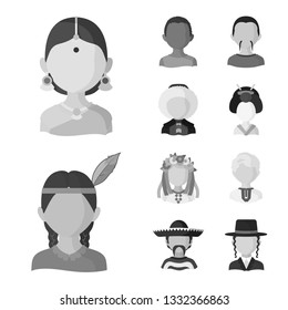 Vector design of person and culture sign. Set of person and race  vector icon for stock.