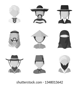 Vector design of person and culture symbol. Collection of person and race  stock symbol for web.
