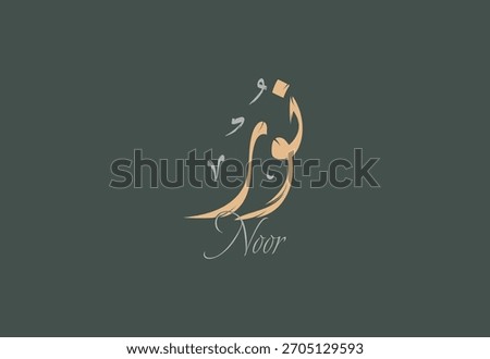 A vector design for a person name "Noor" Arabic Diwani Calligraphy Artwork, Vector illustration