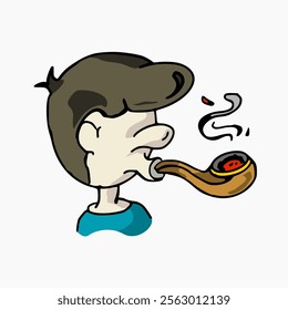 vector design of a person smoking using a pipe