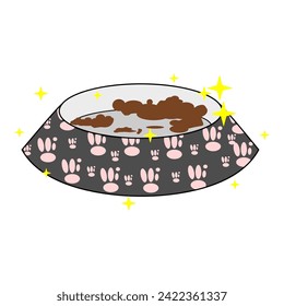 diseño vectorial de un tazón para gatos mascotas con alimento para gatos en él