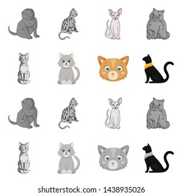 Vector design of pet and sphynx sign. Collection of pet and fun stock symbol for web.