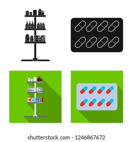 Vector design of pharmacy and hospital icon. Set of pharmacy and business stock symbol for web.